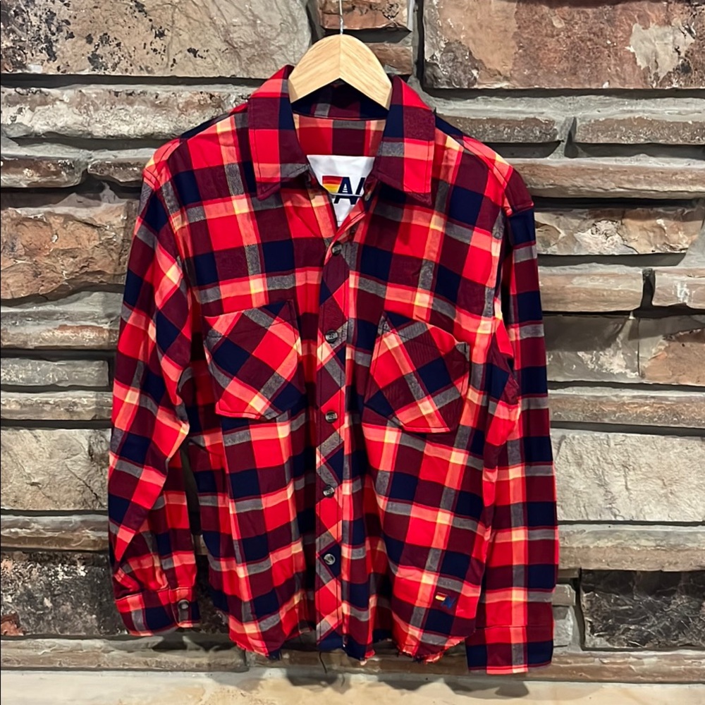 Aviator Nation Rugby Plaid Flannel Western Shirt Long Sleeve Button Up Unisex